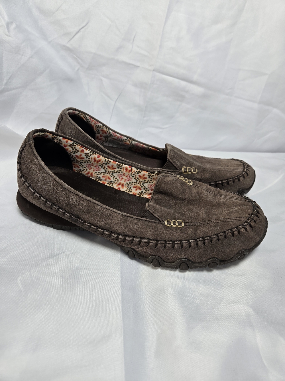 Skechers Women's Brown Suede Leather Slip-On Loafers